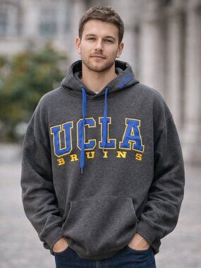 Men’s UCLA Bruins Hoodie XXL Gray Blue College Logo Pullover Stadium Athletics
